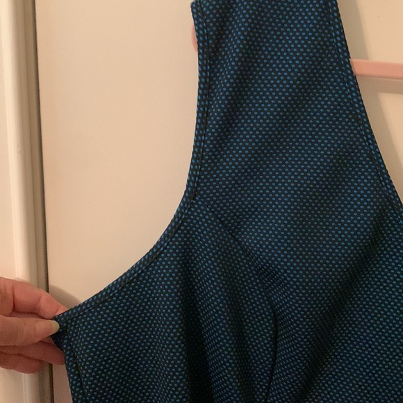 Torrid black w/blue dots sleeveless front & back v-necks skater swing dress 5x - Picture 2 of 10